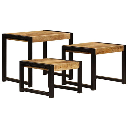 247404 vidaXL Nesting Tables 3 pcs Solid Mango Wood