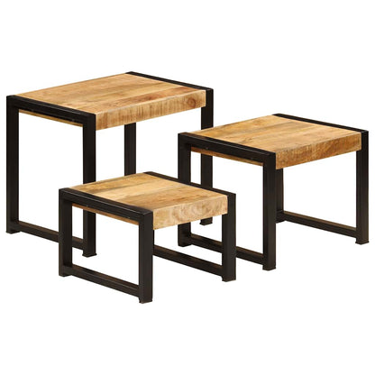 247404 vidaXL Nesting Tables 3 pcs Solid Mango Wood