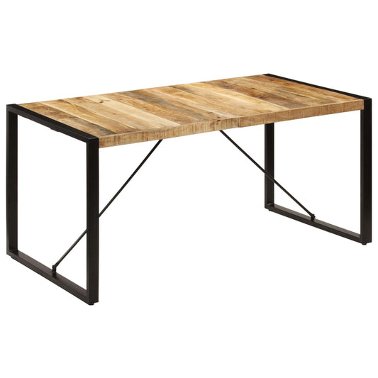 vidaXL Dining Table | Brown and Black | Solid Mango Wood and Powder-Coated Steel