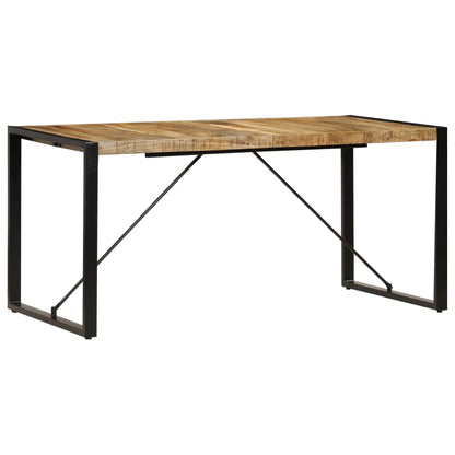 vidaXL Dining Table | Brown and Black | Solid Mango Wood and Powder-Coated Steel