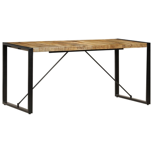 vidaXL Dining Table | Brown and Black | Solid Mango Wood and Powder-Coated Steel