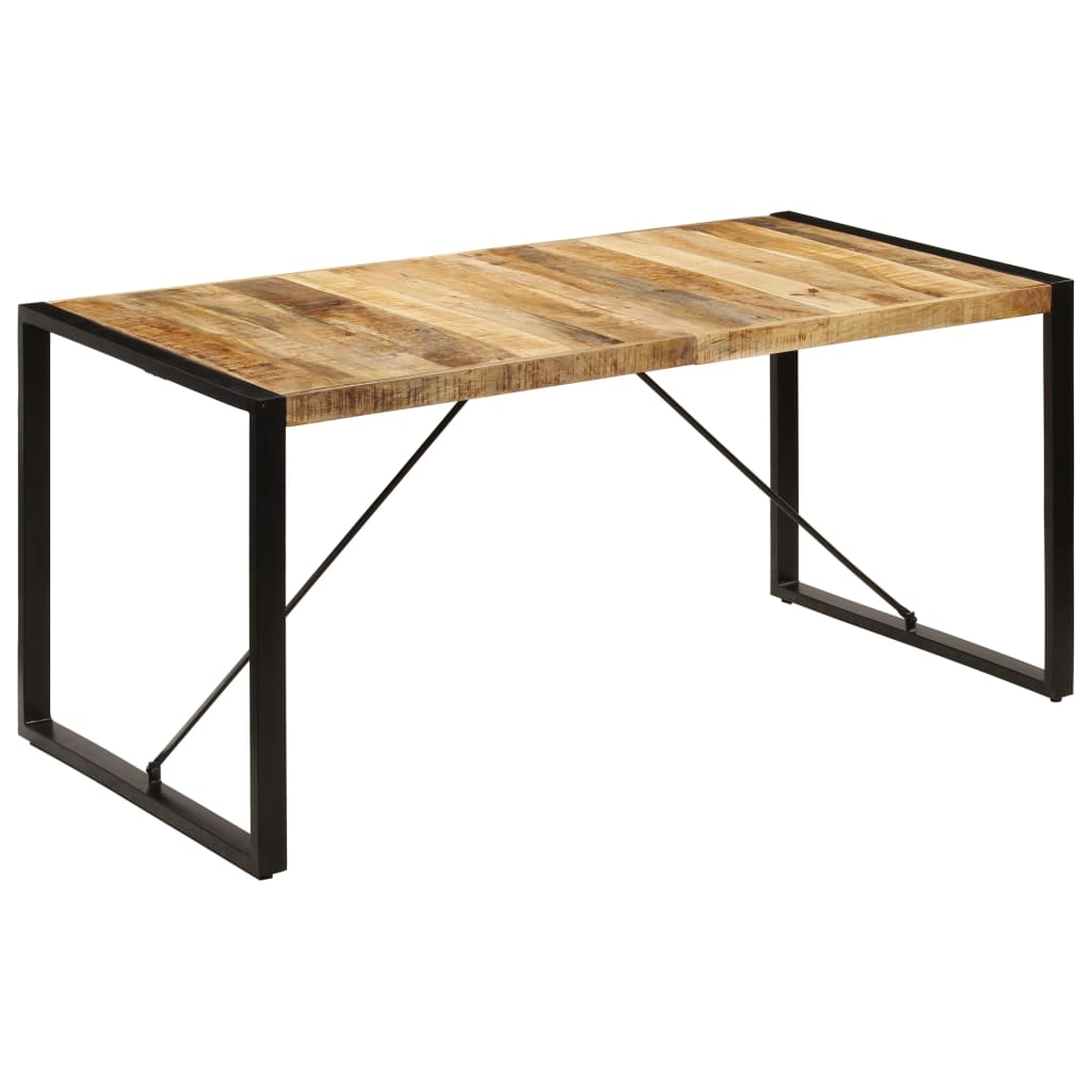vidaXL Dining Table | Brown and Black | Solid Mango Wood and Powder-Coated Steel