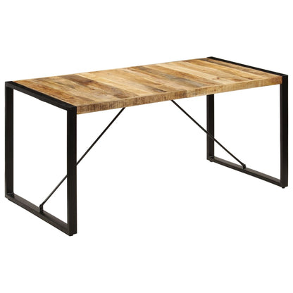 vidaXL Dining Table | Brown and Black | Solid Mango Wood and Powder-Coated Steel