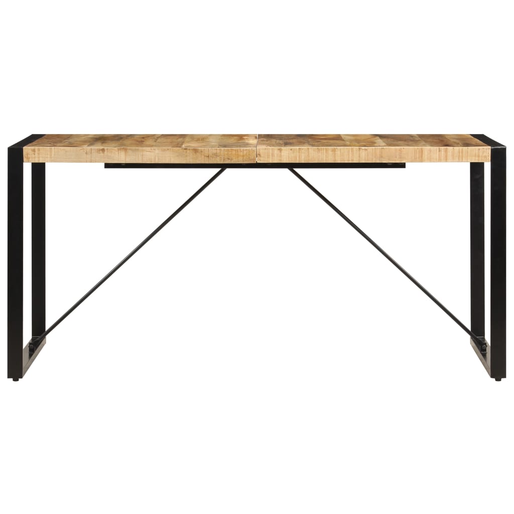 vidaXL Dining Table | Brown and Black | Solid Mango Wood and Powder-Coated Steel