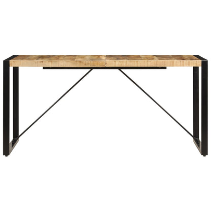 vidaXL Dining Table | Brown and Black | Solid Mango Wood and Powder-Coated Steel
