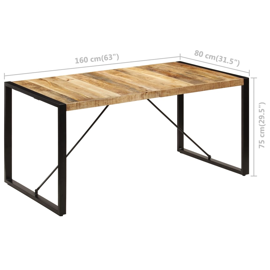 vidaXL Dining Table | Brown and Black | Solid Mango Wood and Powder-Coated Steel