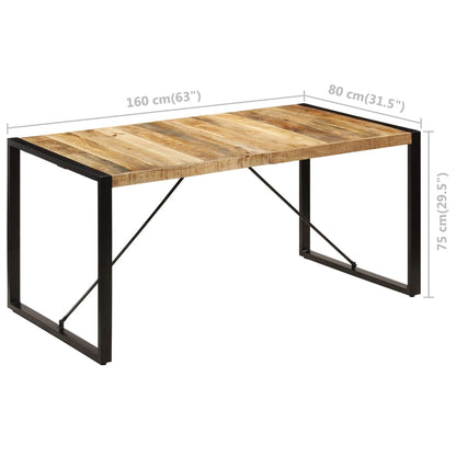 vidaXL Dining Table | Brown and Black | Solid Mango Wood and Powder-Coated Steel