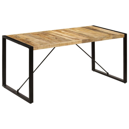 vidaXL Dining Table | Brown and Black | Solid Mango Wood and Powder-Coated Steel
