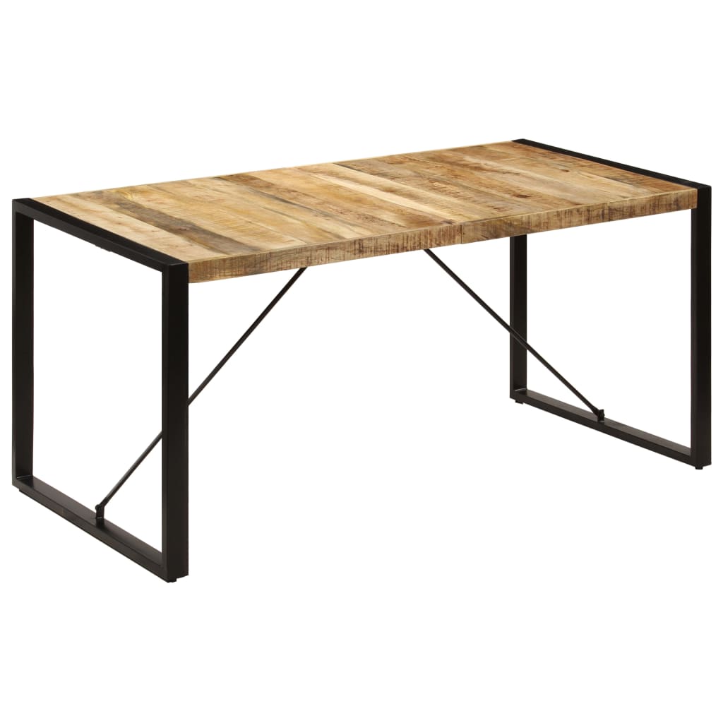 vidaXL Dining Table | Brown and Black | Solid Mango Wood and Powder-Coated Steel