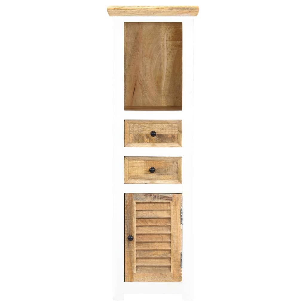 vidaXL Highboard White and Brown 40x30x128 cm Solid Rough Mango Wood
