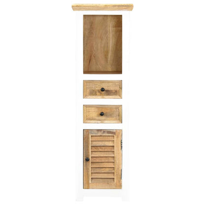 vidaXL Highboard White and Brown 40x30x128 cm Solid Rough Mango Wood