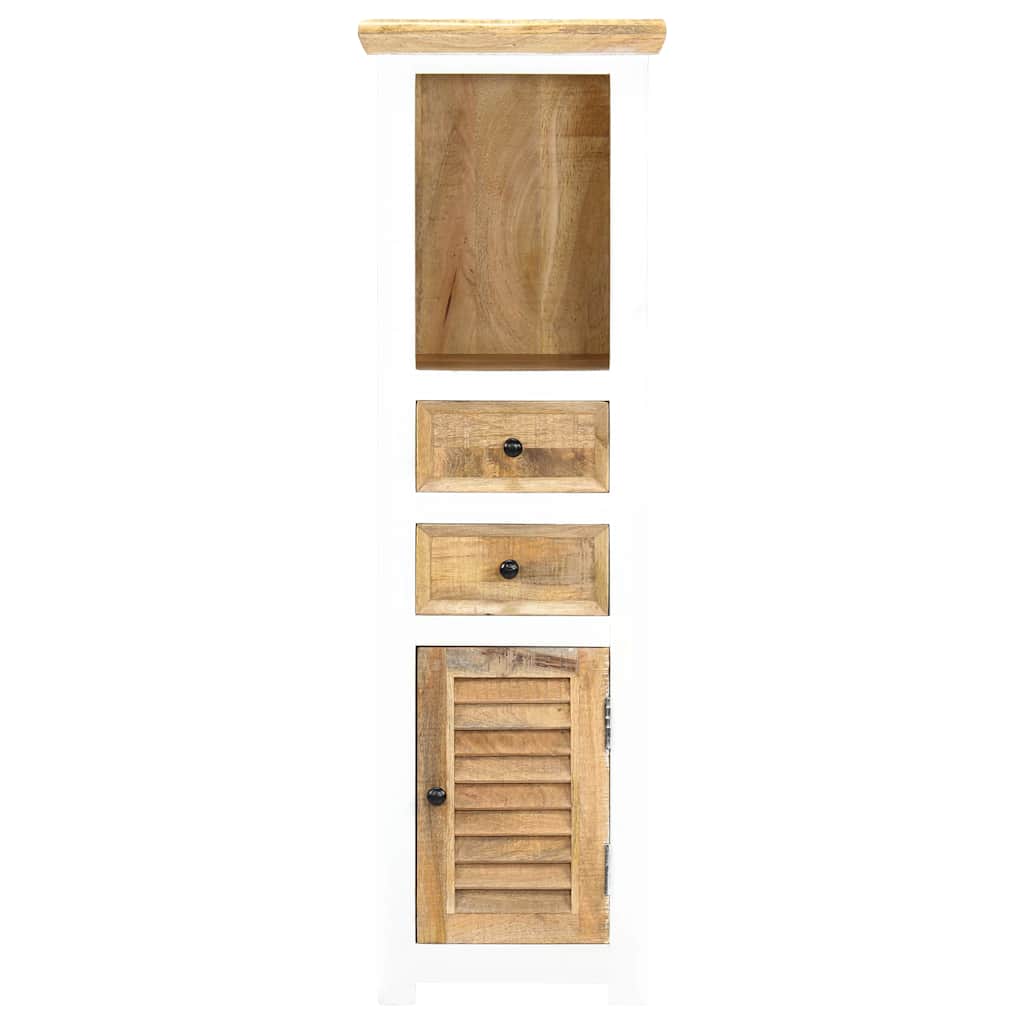vidaXL Highboard White and Brown 40x30x128 cm Solid Rough Mango Wood