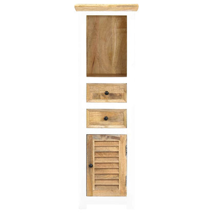 vidaXL Highboard White and Brown 40x30x128 cm Solid Rough Mango Wood