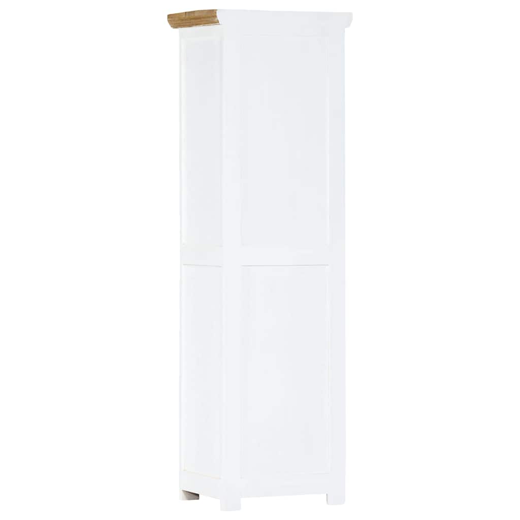 vidaXL Highboard White and Brown 40x30x128 cm Solid Rough Mango Wood