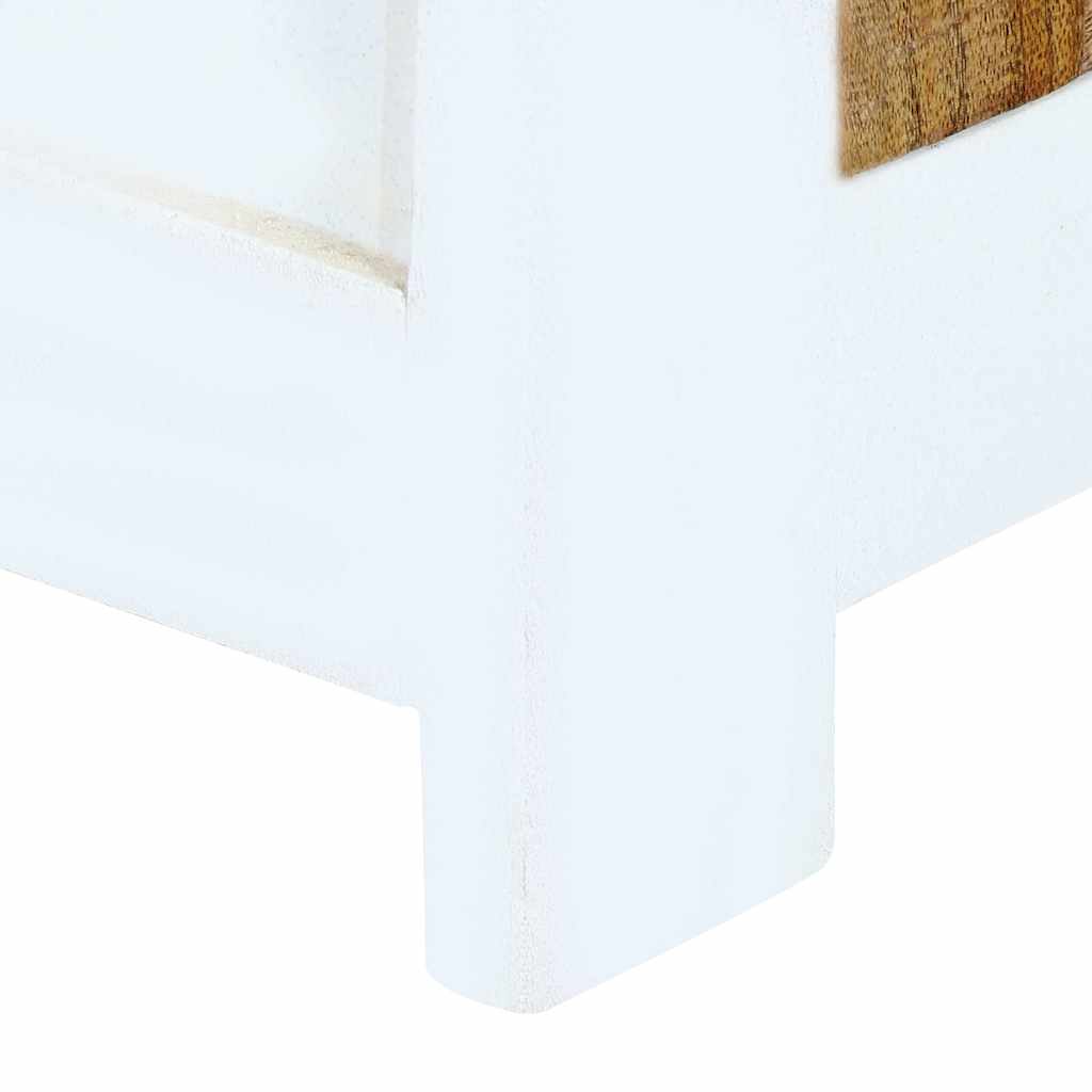 vidaXL Highboard White and Brown 40x30x128 cm Solid Rough Mango Wood