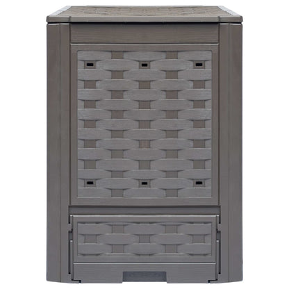 vidaXL Garden Composter Brown 60x60x83 cm 300 L Plastic Rattan