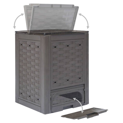 vidaXL Garden Composter | Brown | Plastic with rattan look | Medium