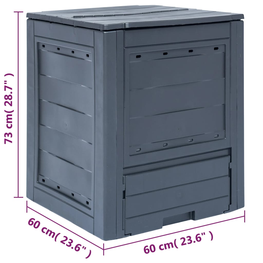 vidaXL Garden Composter Grey 60x60x73 cm 260 L