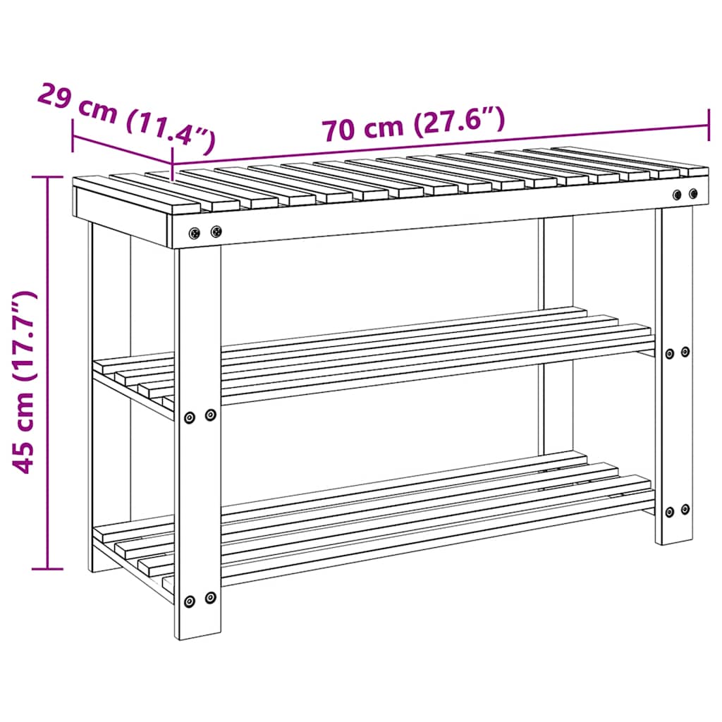 vidaXL 2-in-1 Shoe Rack with Bench Top 2 pcs Solid Wood