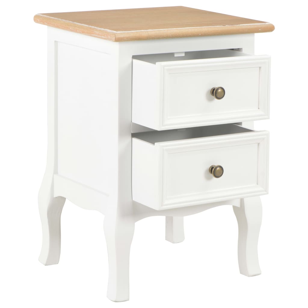 280037 vidaXL Bedside Cabinet 2 pcs White 35x30x49 cm MDF
