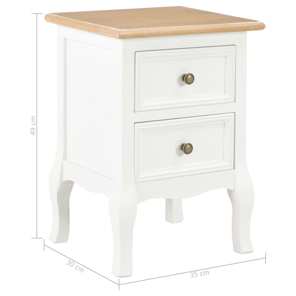 280037 vidaXL Bedside Cabinet 2 pcs White 35x30x49 cm MDF