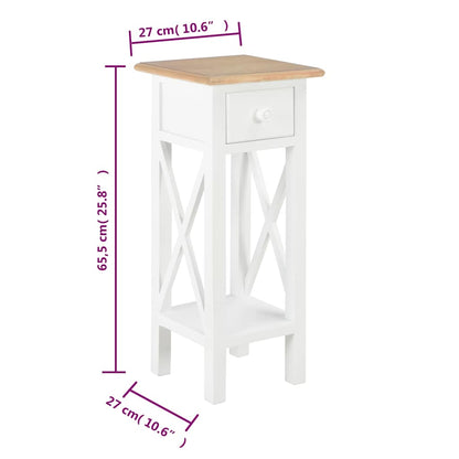 280057 vidaXL Side Table White 27x27x65,5 cm Wood