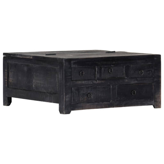 247986 vidaXL Coffee Table Black 65x65x30 cm Solid Mango Wood