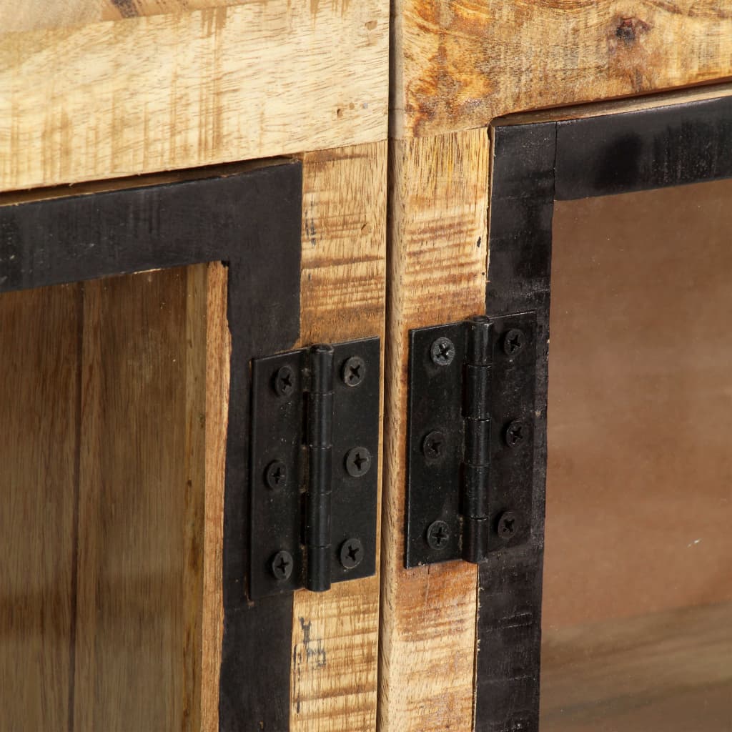 vidaXL Sideboard | Brown and black | Solid rough mango wood | 160 x 30 x 80 cm