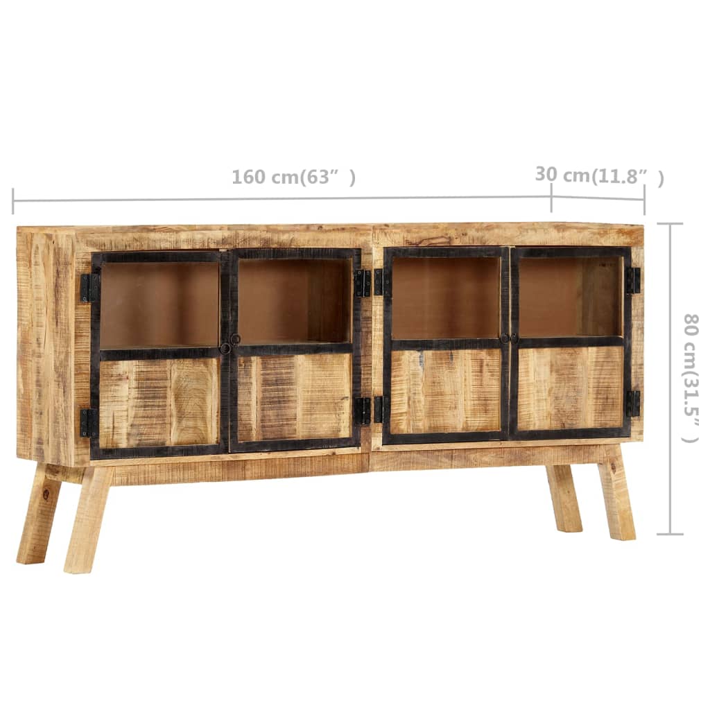 vidaXL Sideboard | Brown and black | Solid rough mango wood | 160 x 30 x 80 cm