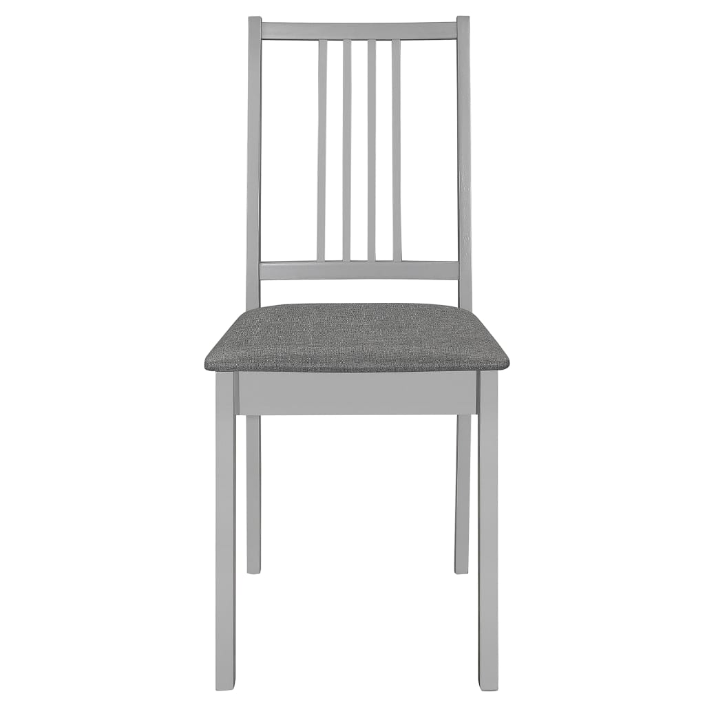 vidaXL Dining Chairs with Cushions 2 pcs Grey Solid Wood
