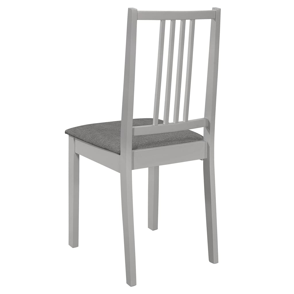 vidaXL Dining Chairs with Cushions 2 pcs Grey Solid Wood