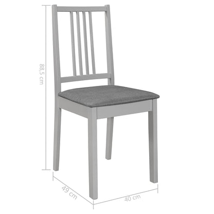 vidaXL Dining Chairs with Cushions 2 pcs Grey Solid Wood