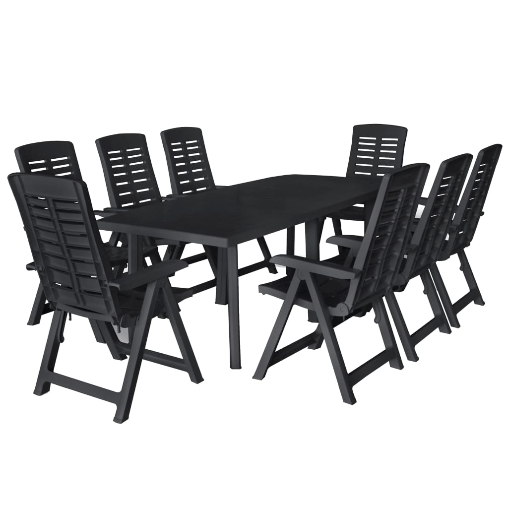 vidaXL Outdoor Dining Set | Anthracite | Plastic | Foldable | Outdoor Dining Set