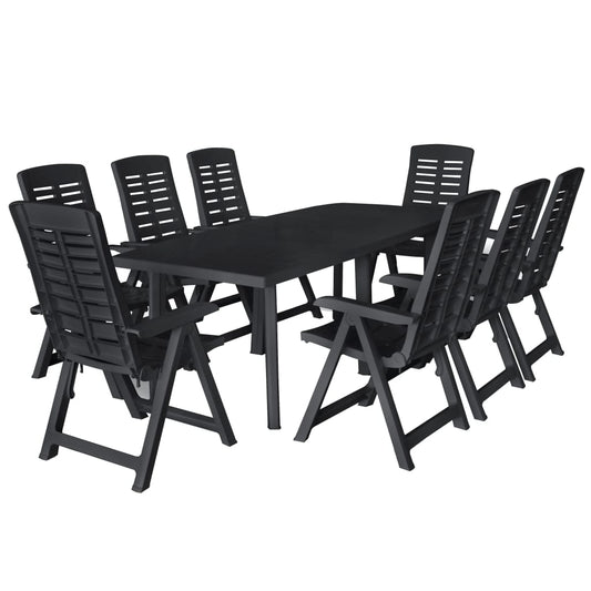 vidaXL Outdoor Dining Set | Anthracite | Plastic | Foldable | Outdoor Dining Set