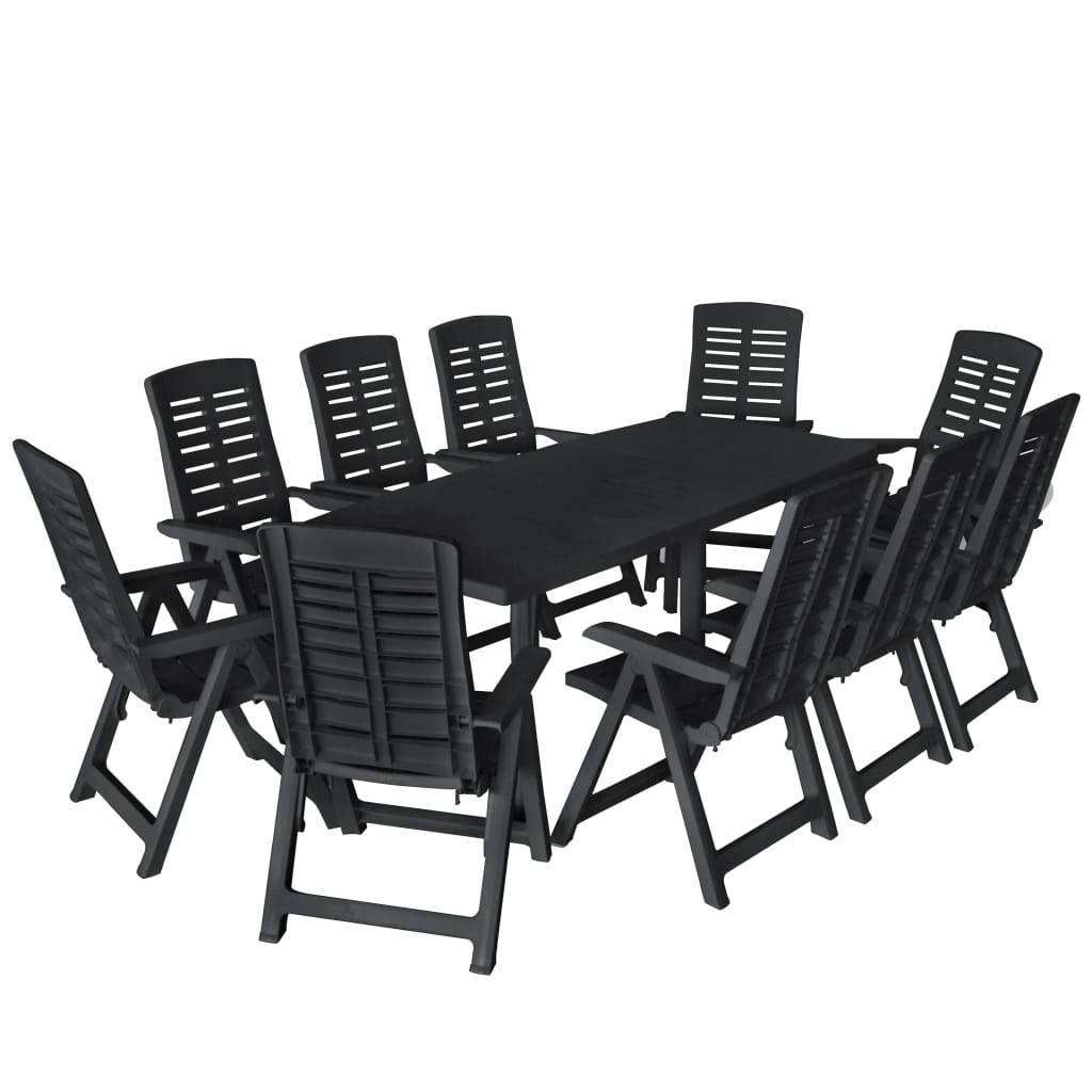 vidaXL Outdoor Dining Set | Anthracite | Plastic | Foldable | Outdoor Dining Set