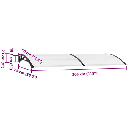 vidaXL Door Canopy | Black and Transparent