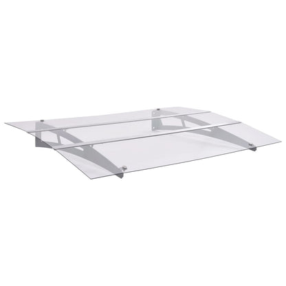 vidaXL Door Canopy Silver and Transparent 120x90 cm Polycarbonate