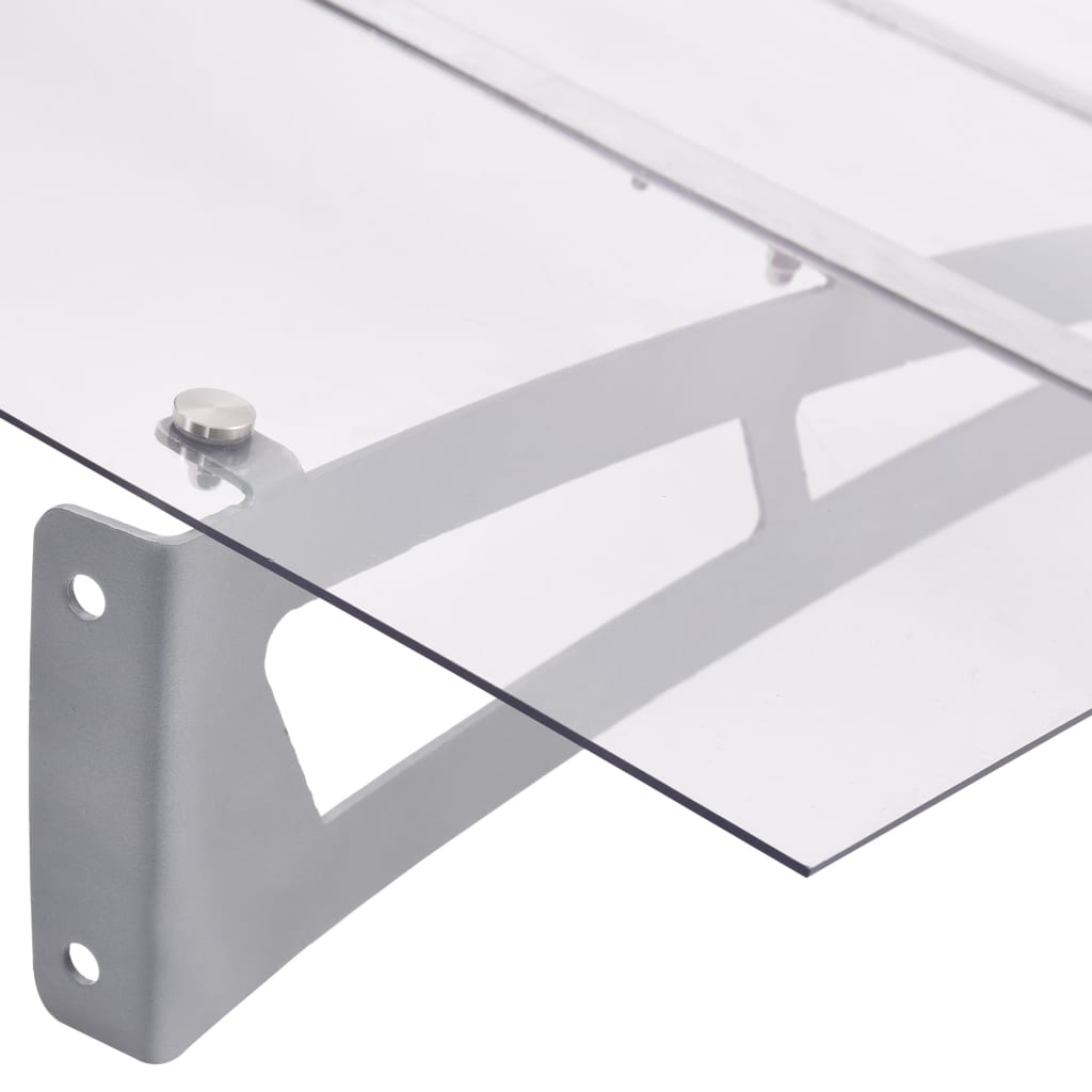 vidaXL Door Canopy Silver and Transparent 120x90 cm Polycarbonate