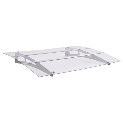 vidaXL Door Canopy Silver and Transparent 150x90 cm PET