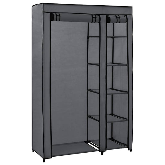 vidaXL Folding Wardrobe | Grey | Fleece fabric, Steel | Medium | Foldable