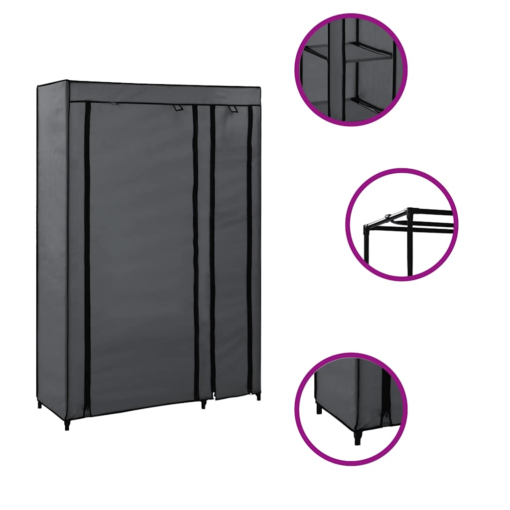 282423 vidaXL Folding Wardrobe Grey 110x45x175 cm Fabric