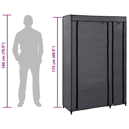282423 vidaXL Folding Wardrobe Grey 110x45x175 cm Fabric