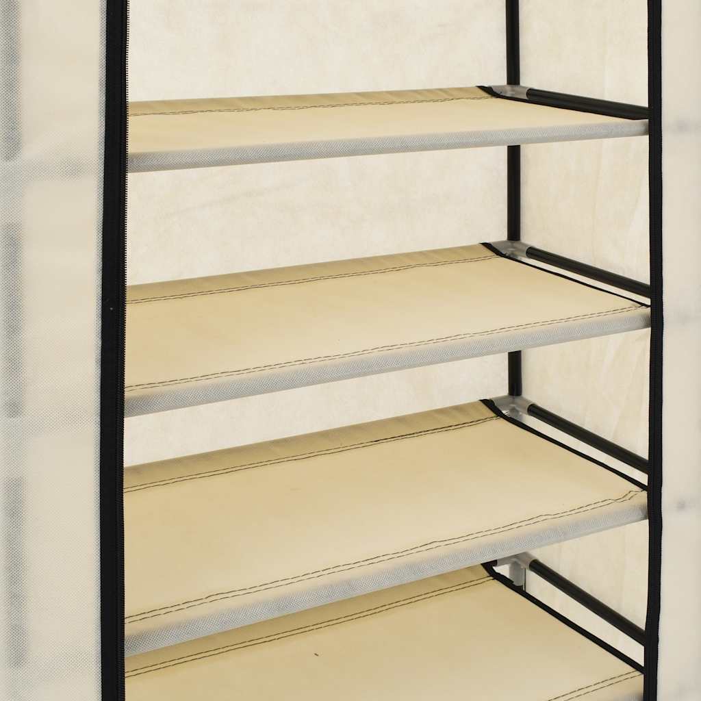 vidaXL Shoe Cabinet | Cream | Iron and non-woven fabric | 58x28x106 cm