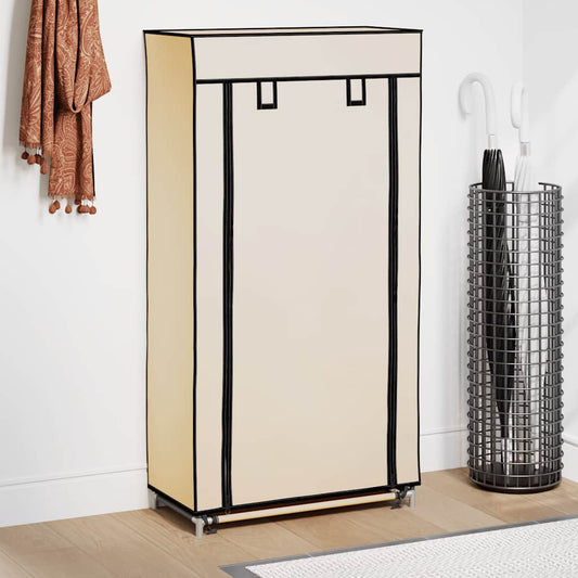 vidaXL Shoe Cabinet | Cream | Iron and non-woven fabric | 58x28x106 cm