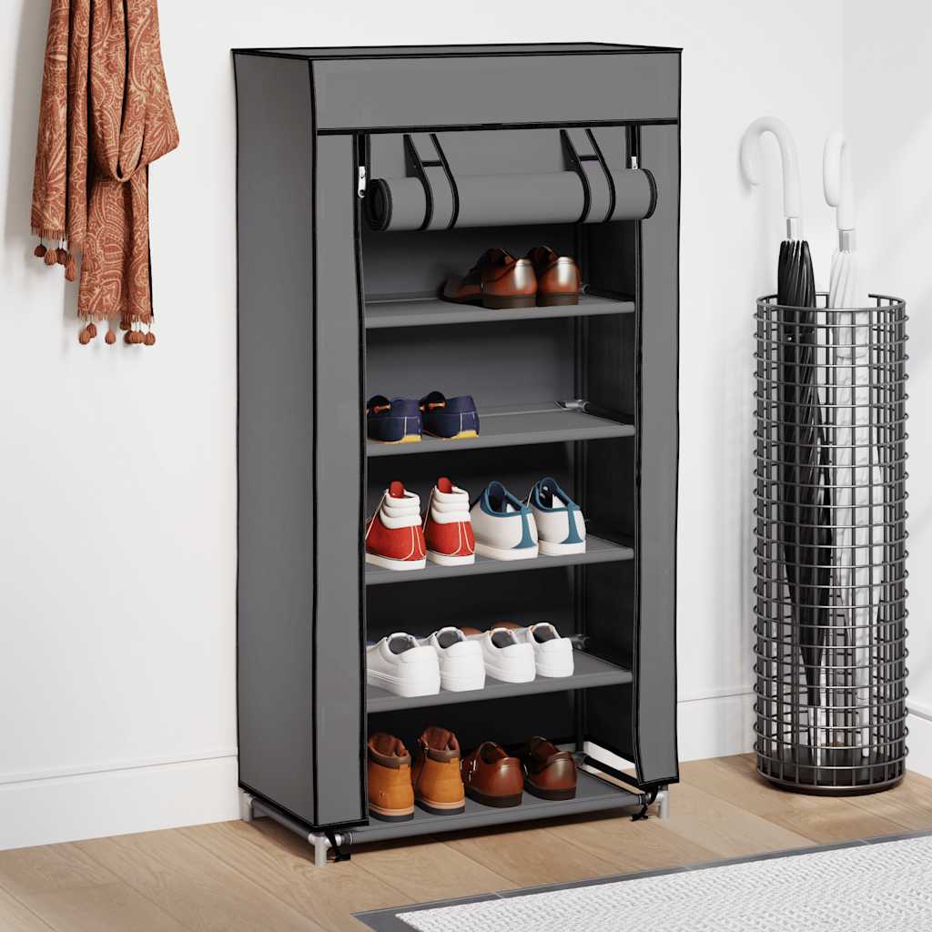vidaXL Shoe Cabinet | Grey | Iron, Polypropylene | Medium | Lightweight