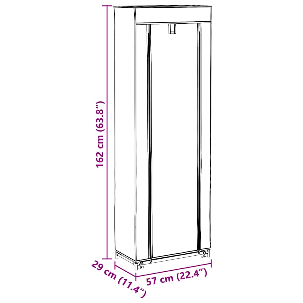 vidaXL Shoe Cabinet with Cover Cream 57x29x162 cm Fabric