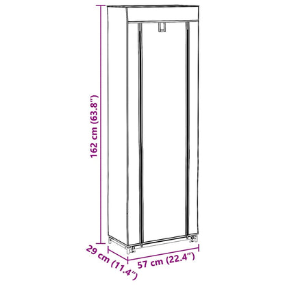 vidaXL Shoe Cabinet with Cover Cream 57x29x162 cm Fabric