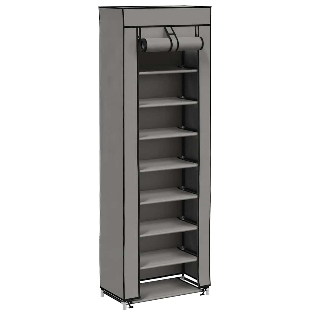 vidaXL Shoe Cabinet with Cover Grey 57x29x162 cm Fabric