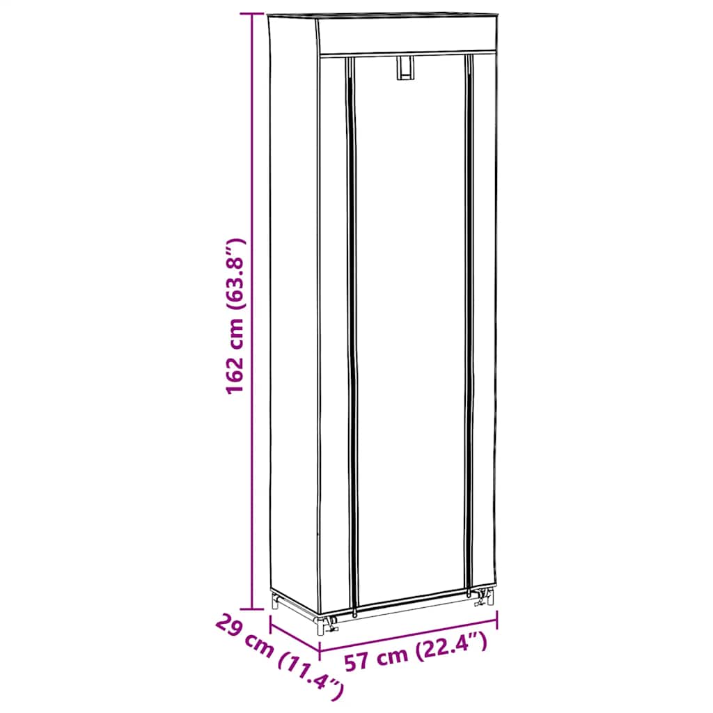 vidaXL Shoe Cabinet with Cover Grey 57x29x162 cm Fabric