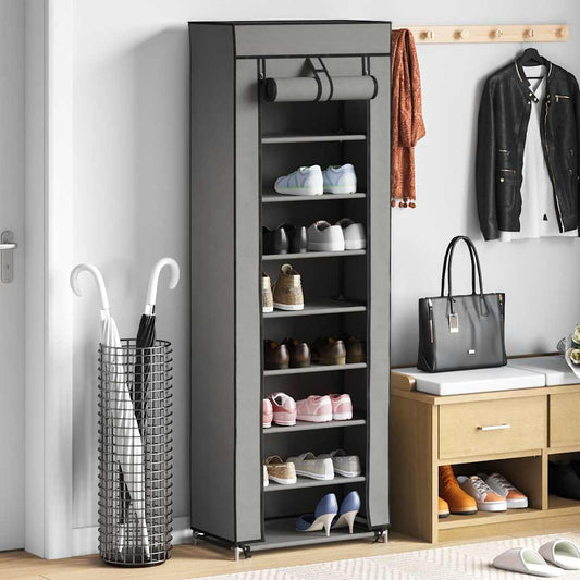 282432 vidaXL Shoe Cabinet with Cover Grey 57x29x162 cm Fabric